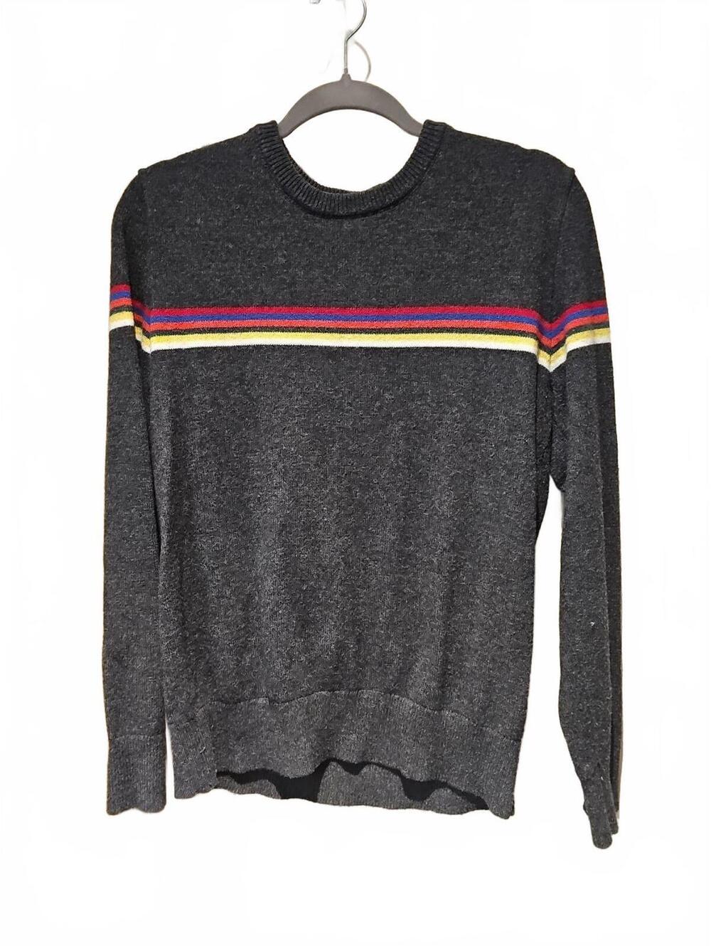 GAP Men’s 5 Stripe Wool Blend Sweater 80s Retro   Crew Neck Size S